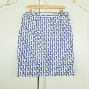 Brooks Brothers Periwinkle Seahorse Pattern Straight Skirt Womens 10